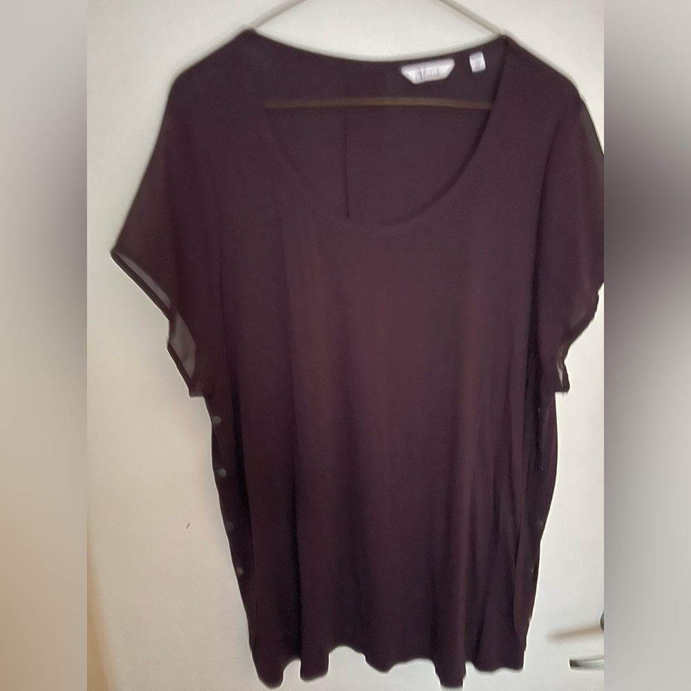Aubergine stylish short sheer sleeved top